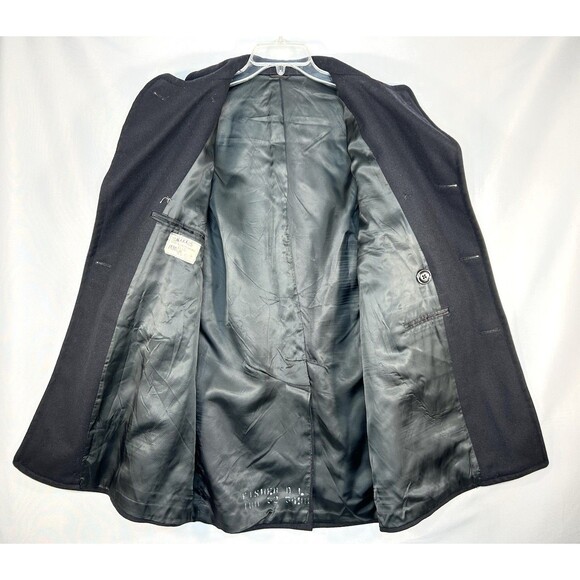 Vintage US Navy Wool Overcoat Pea Coat Black Military USA Sz 38 L - Picture 6 of 9